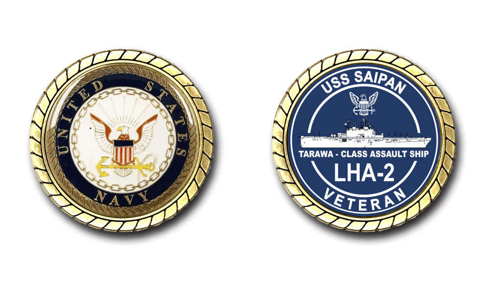 USS Saipan LHA-2 Silhouette Veteran Challenge Coin
