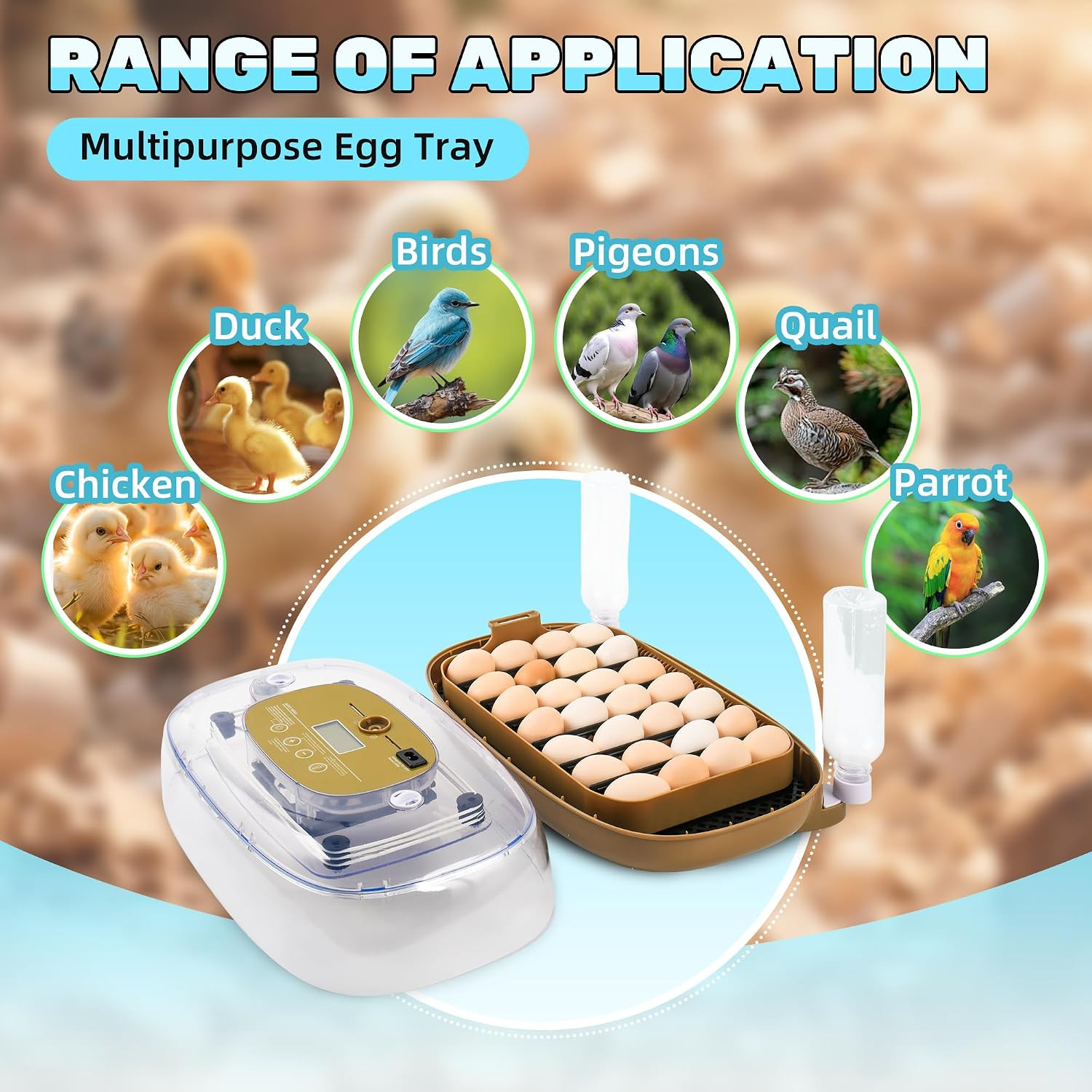 24 Eggs Incubator with Auto Water Refill & Humidity Control, Automatic Egg
