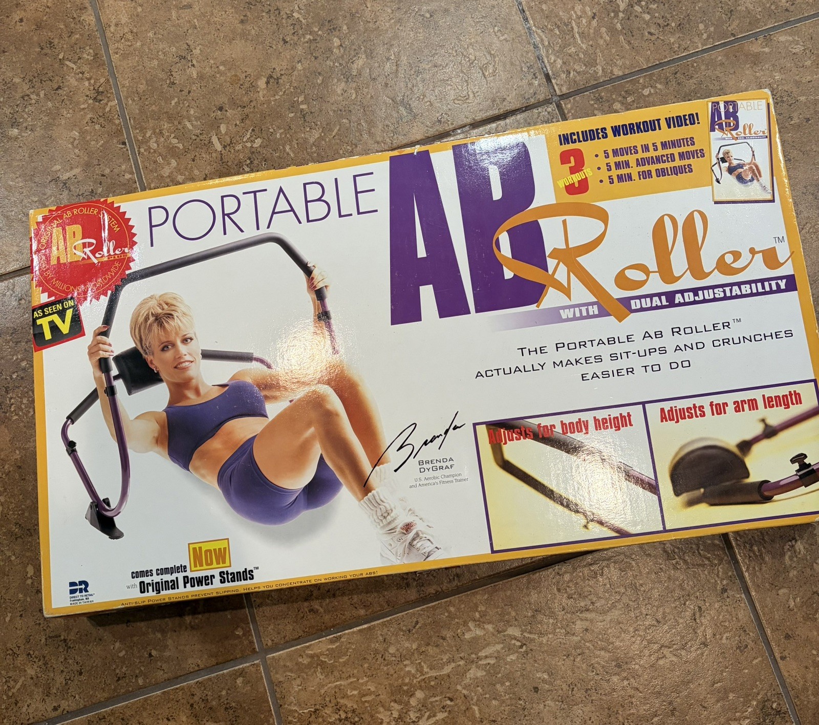 Vintage Ab Roller Portable Abdominal Exercise Adjustable W/video New Opened Box