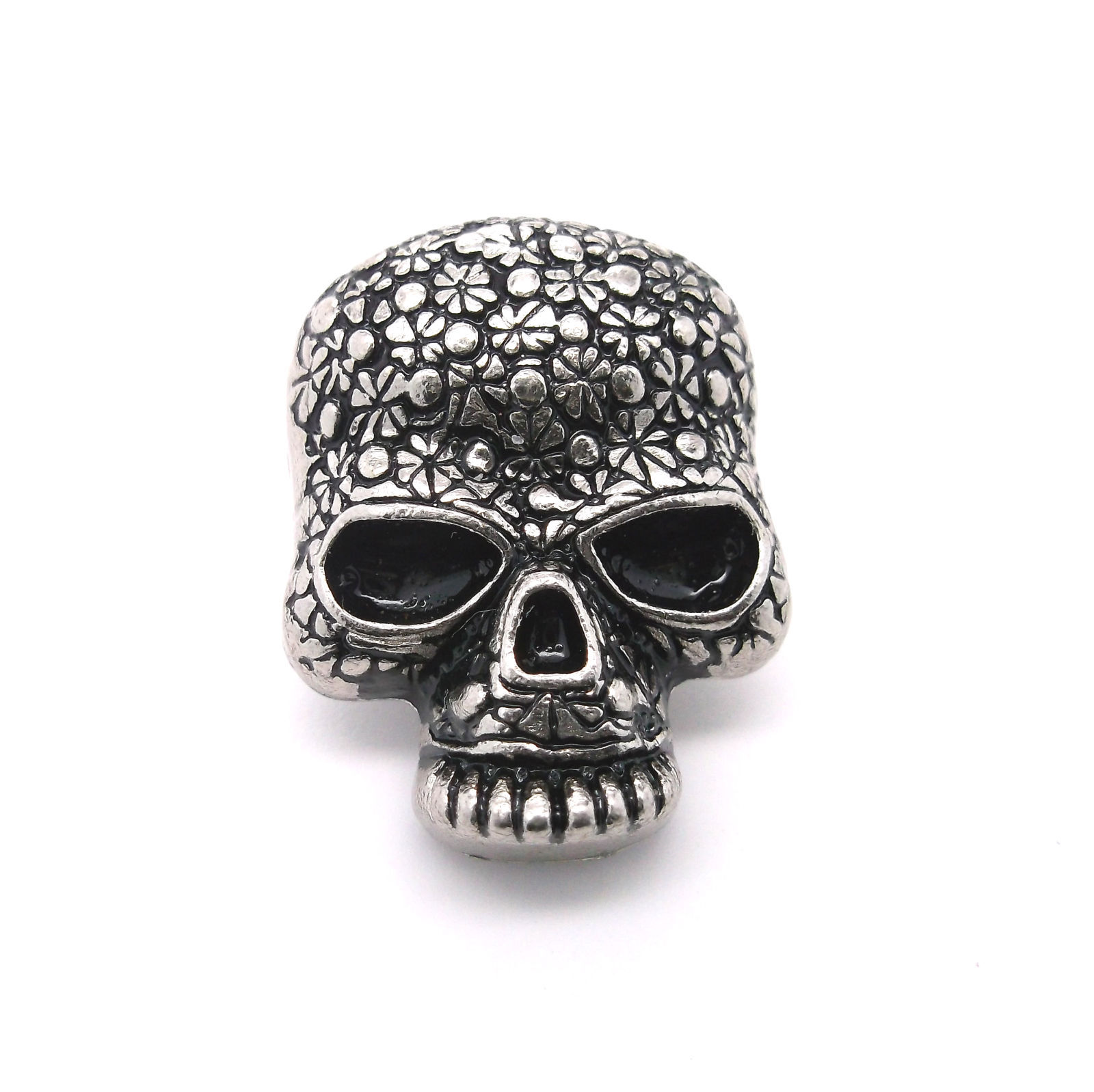 Skull Head Floral Screwback Concho Antique Silver 1" 3436-21 by Stecksstore