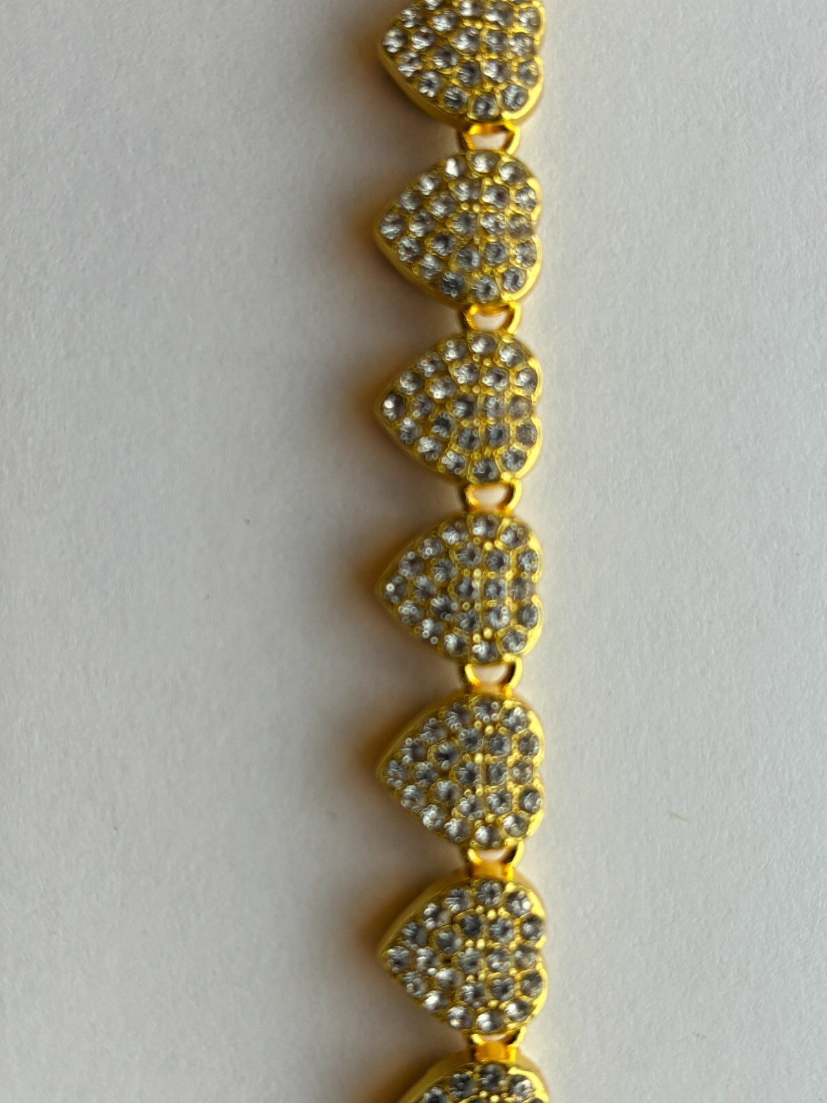 Fifth Avenue Strawberry Chain Yellow Gold Round Cut Rhinestone Bracelet 8 Inch