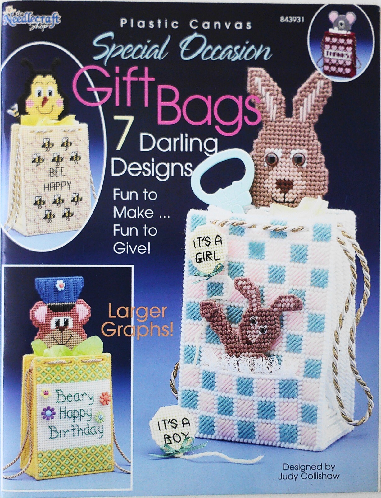 Needlecraft Shop Special Occasion Gift Bags 7 Designs Plastic Canvas Patterns