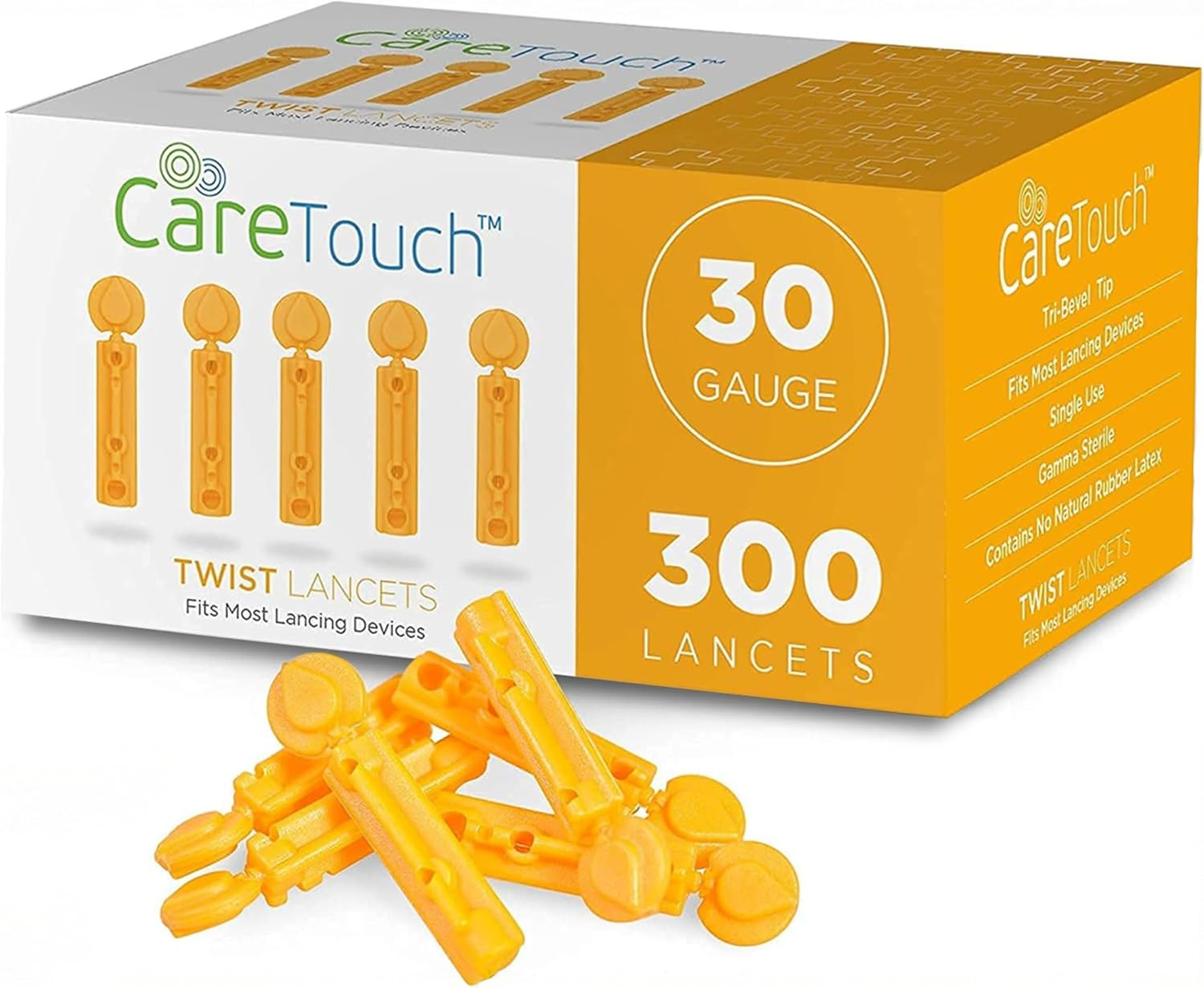 Care Touch Twist Top Lancets 30 Gauge, 300 Lancets