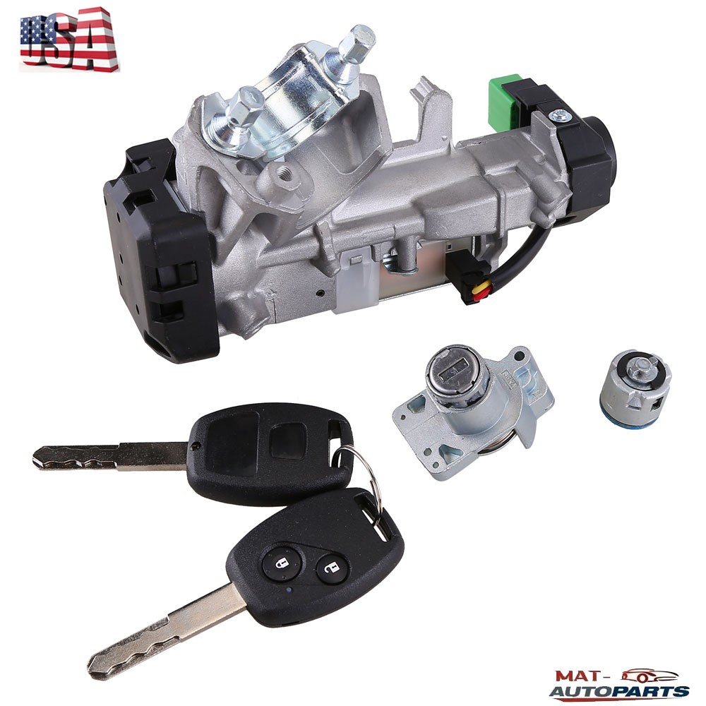Ignition & Door Lock Cylinder Switch Assembly Set w/ 2 Remote Keys for 07-11 CRV