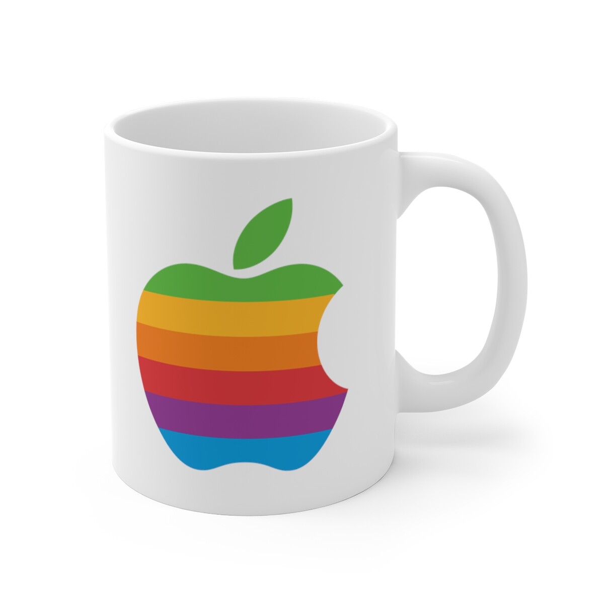 Apple 2 II Mac Macintosh Rainbow Logo Computer Ceramic Coffee Cup Mug 11oz NEW