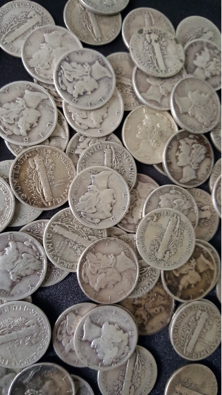 LOT of (3) 90% Silver Mercury Dimes 1916-1945 Old U.S. Coin Hoard Antique Money