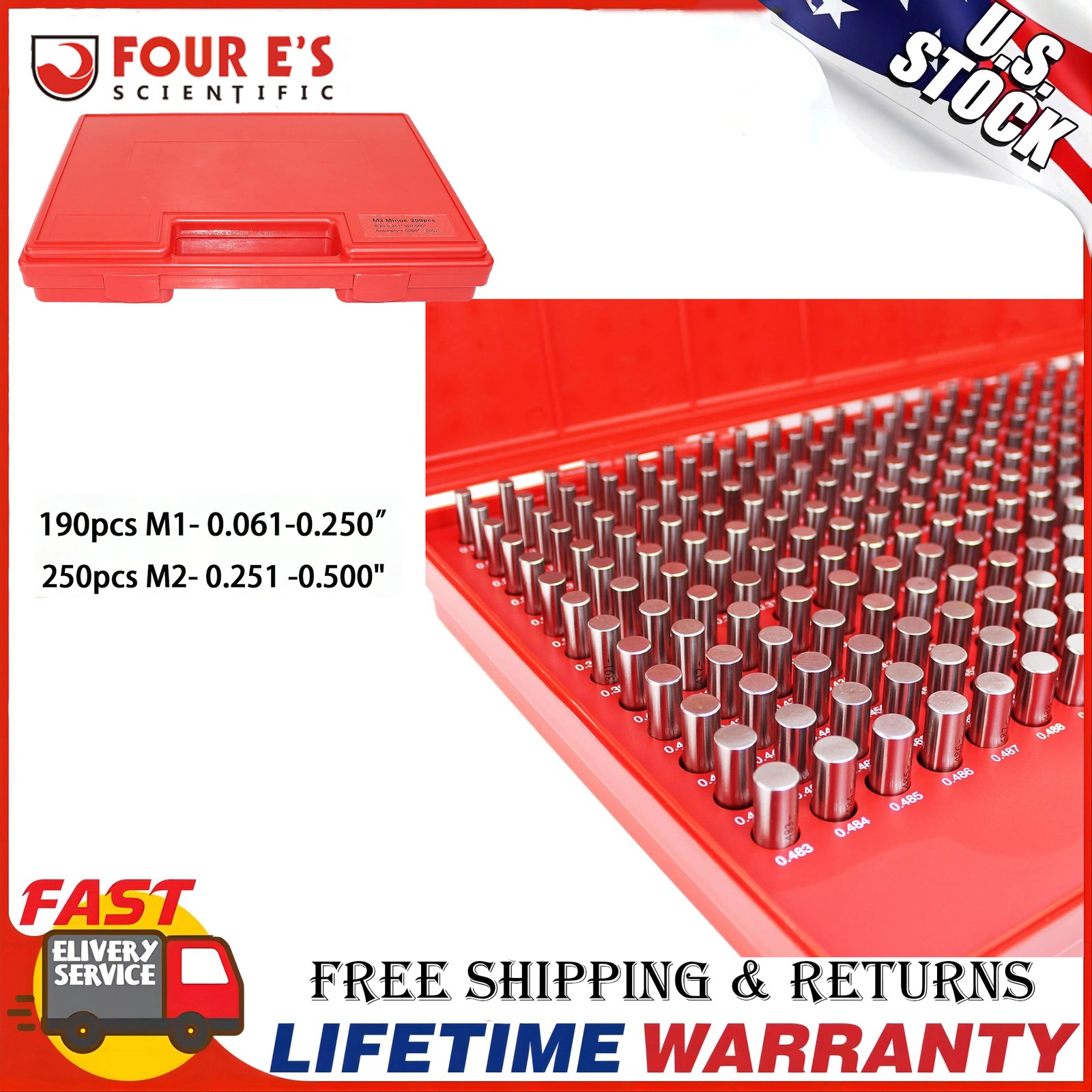 Precision Pin Gauge Class ZZ Steel Pin Gage 190/250pcs M1/M2 for Machinist Tool