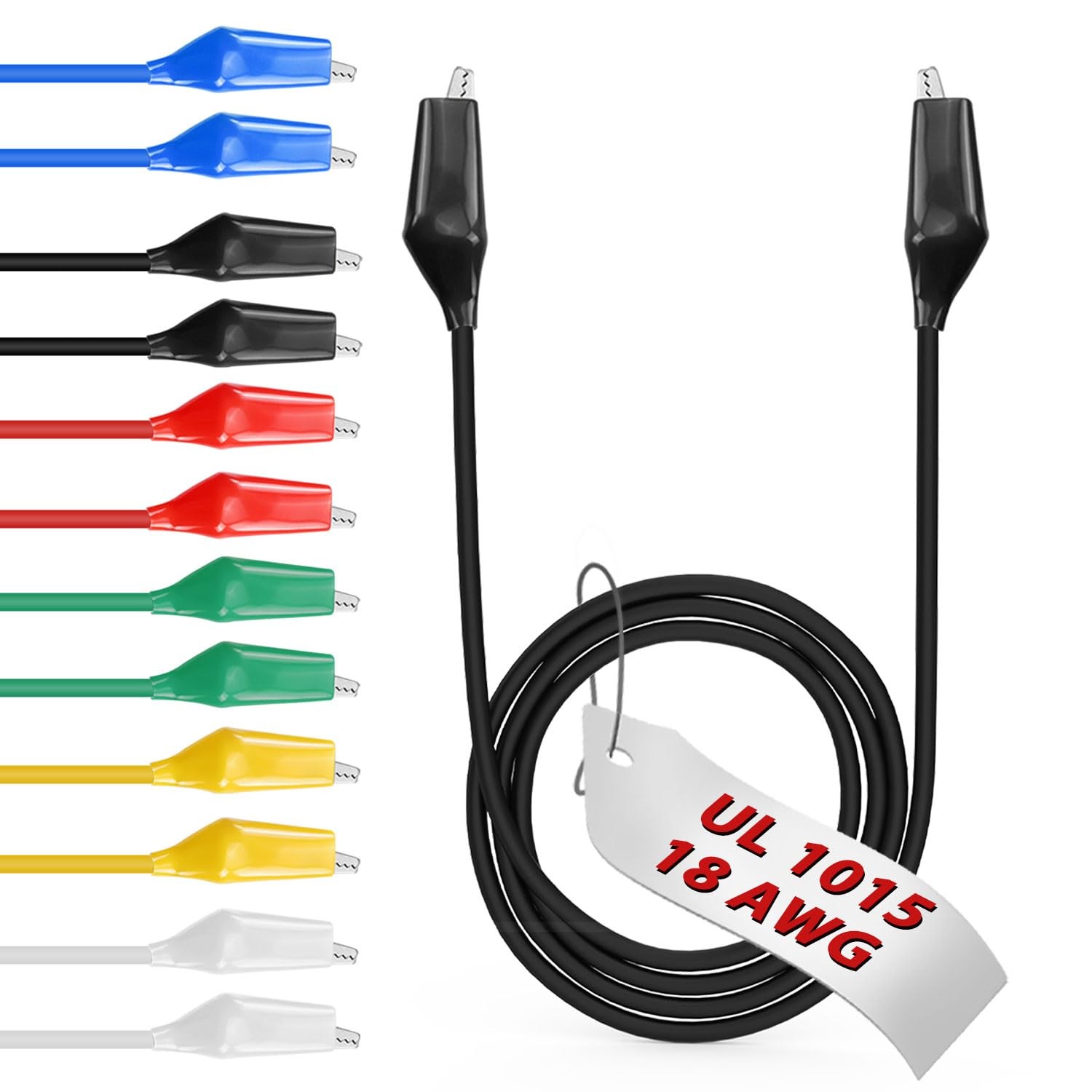 12pcs/20in. Alligator Clips Electrical with Wires UL1015/18AWG, 6 Colors Jump...