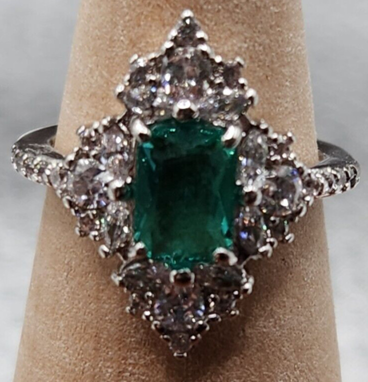 Toe Ring/Kid's Ring Adjustable Bomb Party Lab Created Teal Zircon Plated RBP3009