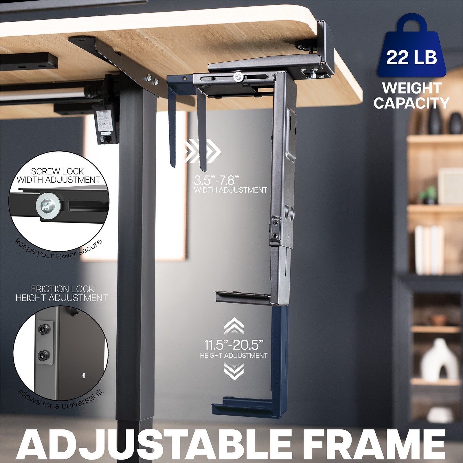 VIVO Black Clamp-on PC Mount, Computer Case Holder with 135 Swivel