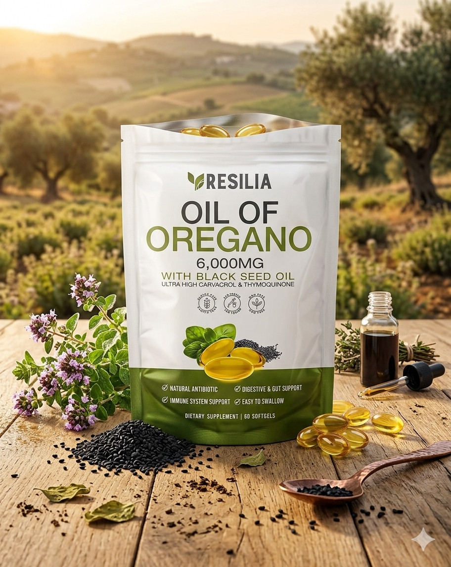 Resilia Oil of Oregano 6000mg & Black Seed Oil 165mg Carvacrol - 60 Softgels US