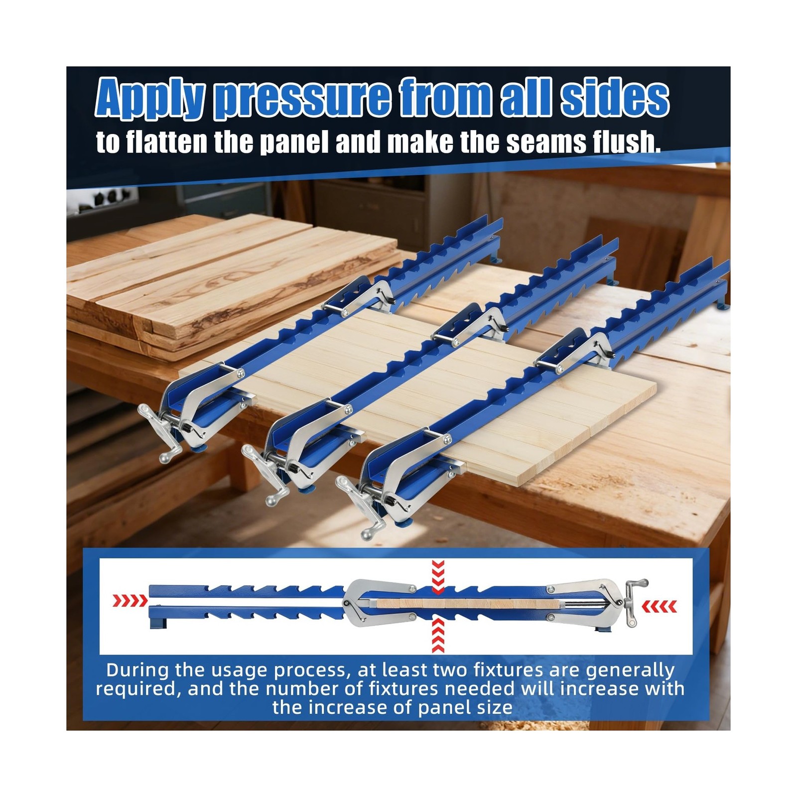 41 Inch Panel Clamps Woodworking (2-Pack) with Mounting Brackets, 4-Way Press...