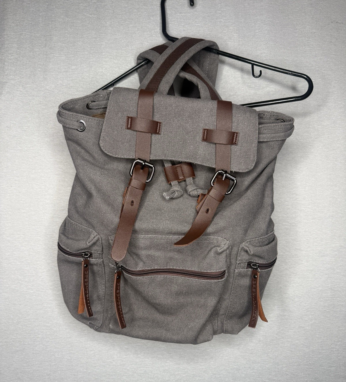 Greg Norman The Refined Traveler Gray Backpack Leather Accents Padded Straps