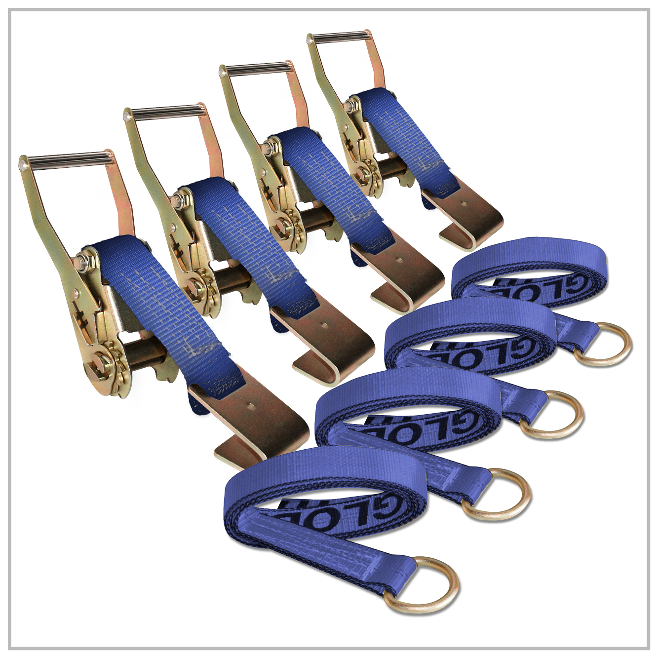 8 pack - 2" x 8 FT Lasso Tie Down Wheel Lift Strap & Ratchet Rail Hook Flatbed