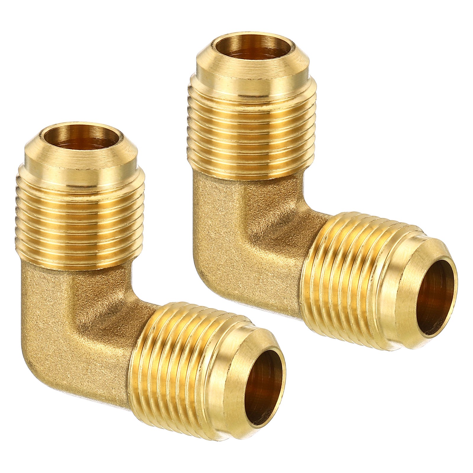 1/2" x 1/2" Brass Fitting, 2 Pack Flare 90 Degree Elbow Tube Fitting