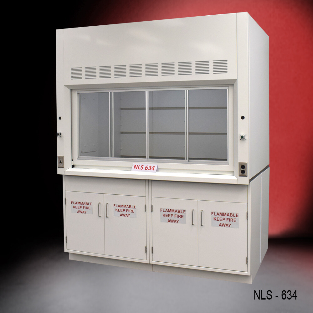 6' x 4' Chemical Fume Hood Exhaust w/ Flammable Storage Cabinets /  E1-864