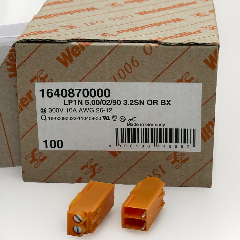 *New in Box of 100* Weidmuller 1640870000 LP1N 5.00/02/90 3.2SN or BX 300V 10A
