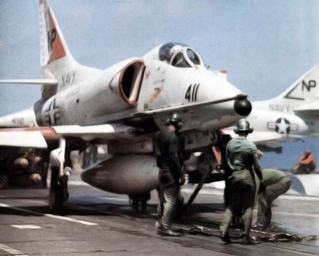 Douglas A-4 Skyhawk takeoff from Carrier USS Hancock 8x10 Vietnam War Photo 703