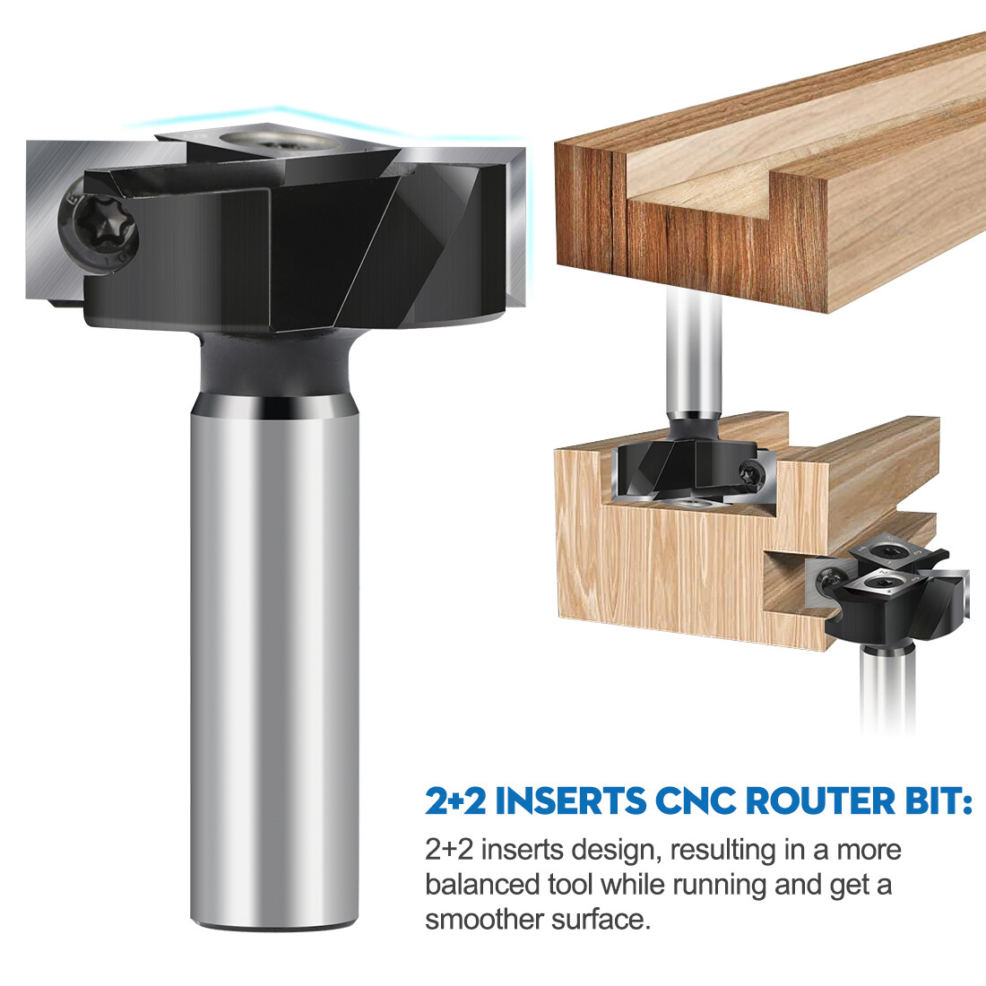 CNC Spoilboard Surfacing Router Bit 1/2" 1/4'' Shank Slab Flattening Planing Bit