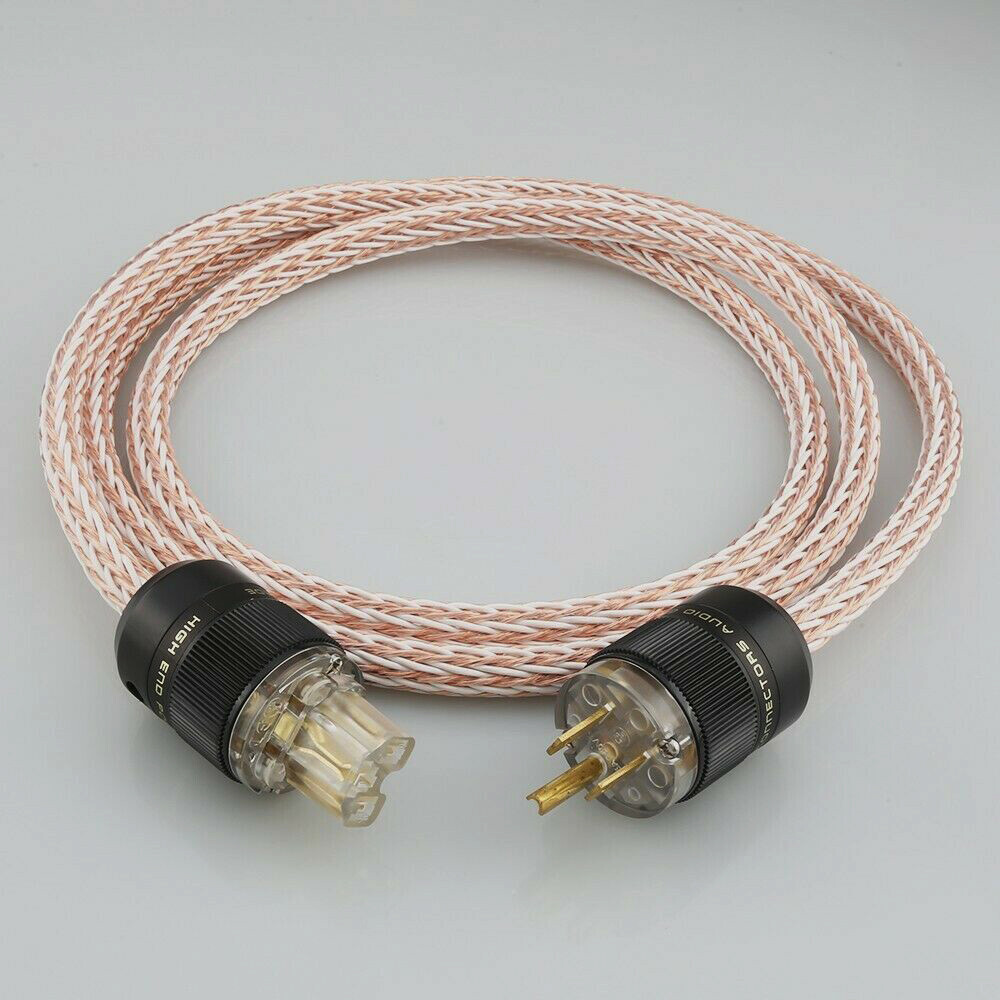 Audiophile 8AWG 6N OCC Hifi Power Cable Audio Power Cord with US EU AU Plug