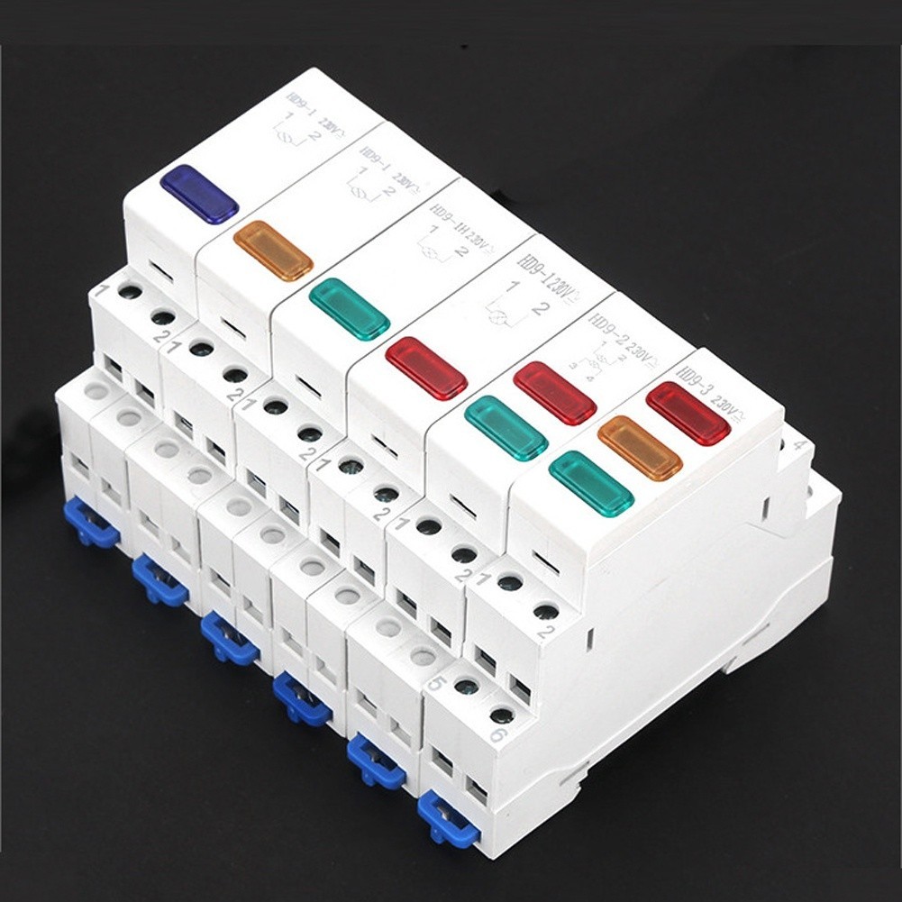DIN Rail Mount LED Signal Lamp 230V Power Indicator Light for Control Panels