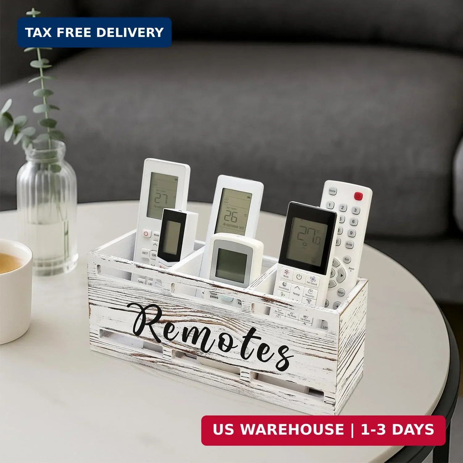 Remote Control Holder for Wall Bedside Organizer Wooden Remote Caddy Control Org