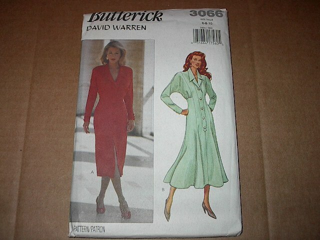 Butterick Pattern 3066 Misses' David Warren Straight or Flared Dress  6,8,10 Unc