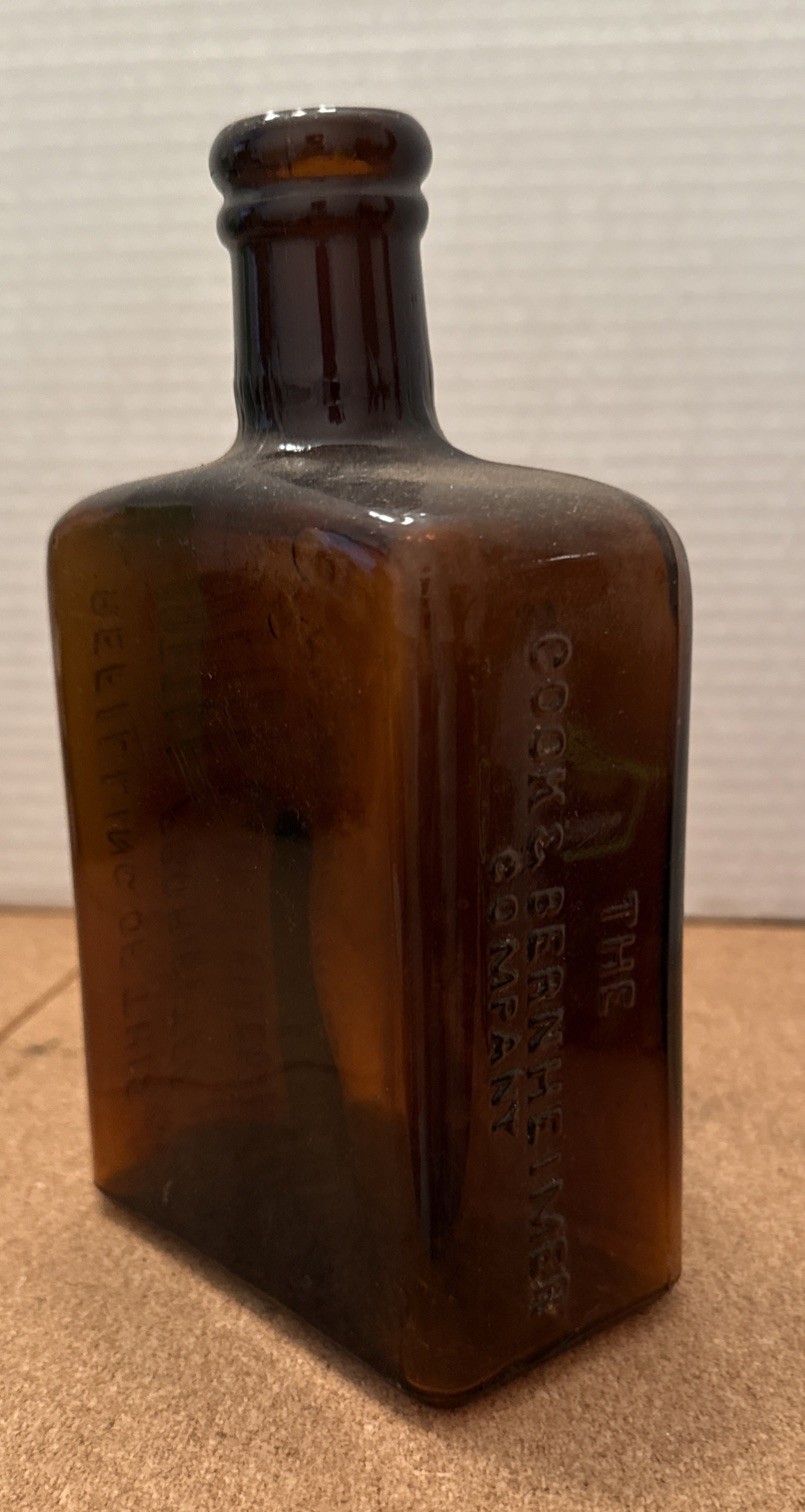 Cook & Bernheimer Company Whiskey Flask 7” Amber