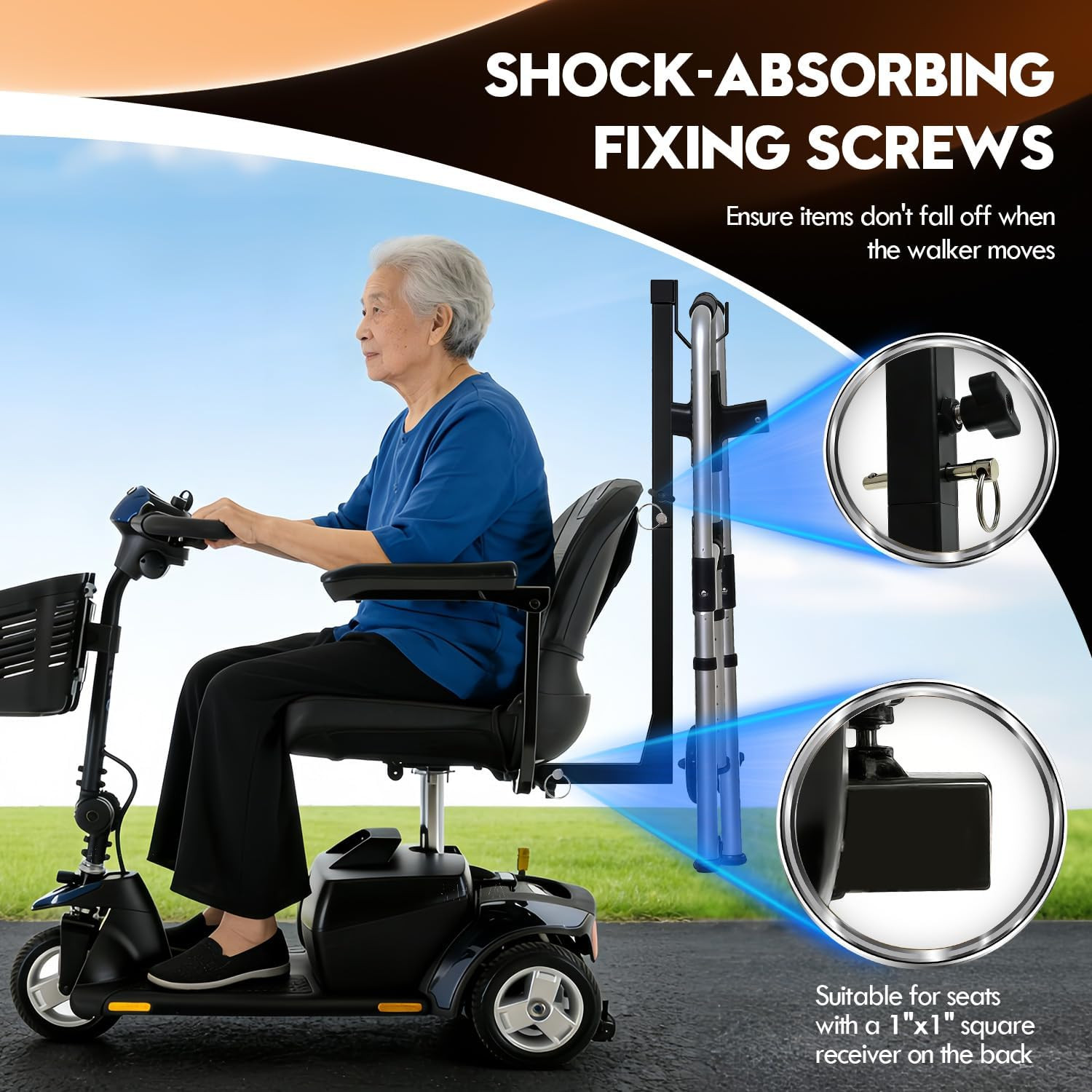 Universal Walker Holder for Mobility Scooters, Compatible with Pride Mobility &