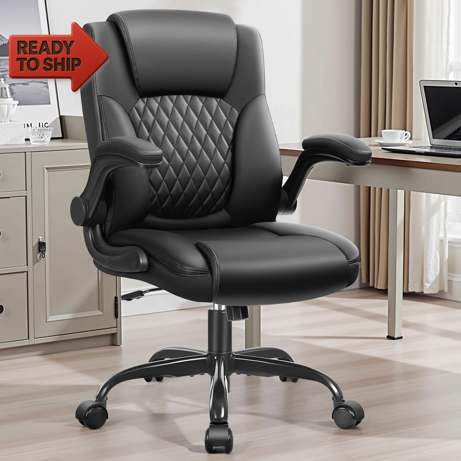 Leather Office Chair, Big and Tall Office Chair 400LBS Wide Seat Ergonomic Compu