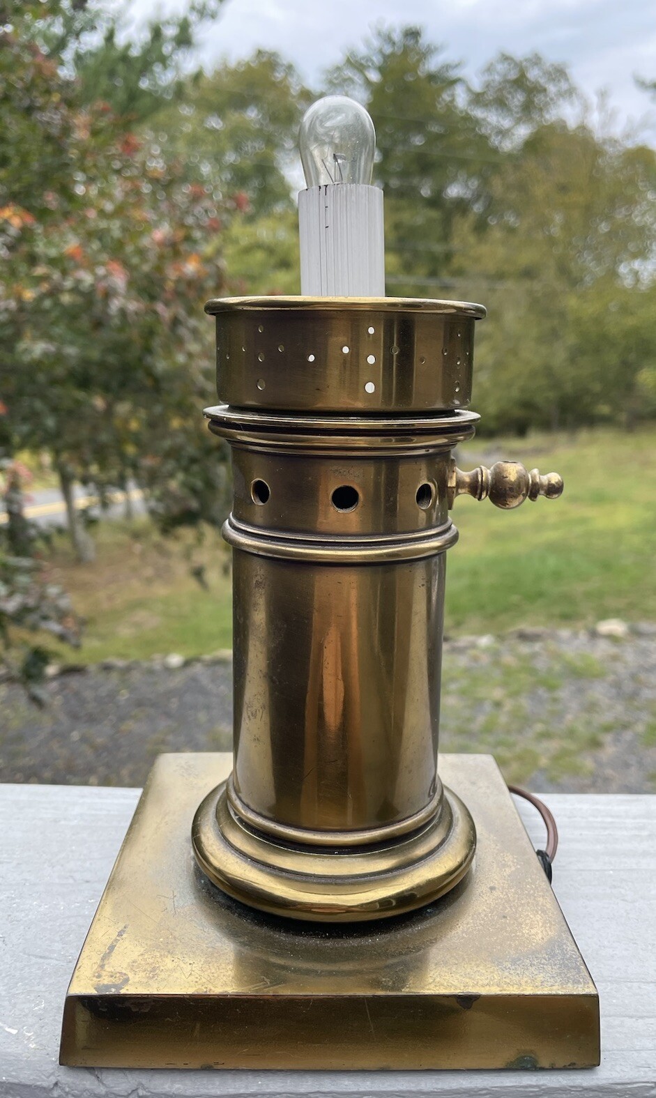 Vintage Brass Lamp Lantern Nautical Lighting Mid-Century Deco Design