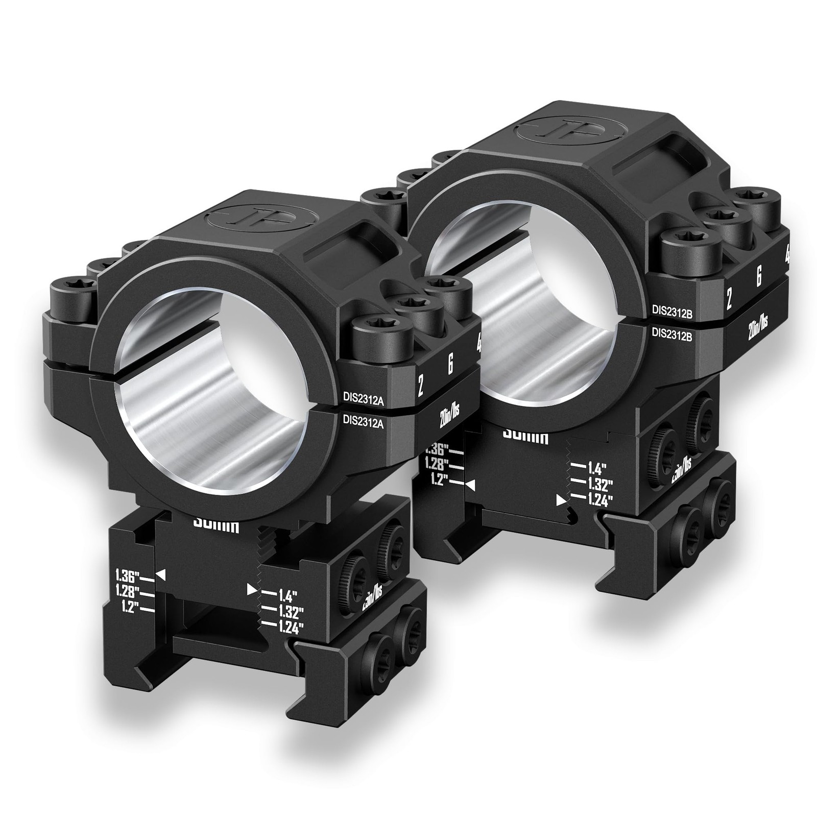 DISCOVERYOPT 30/1in Rifle Scope Rings Adjustable Height 1.2-1.4in Picatinny