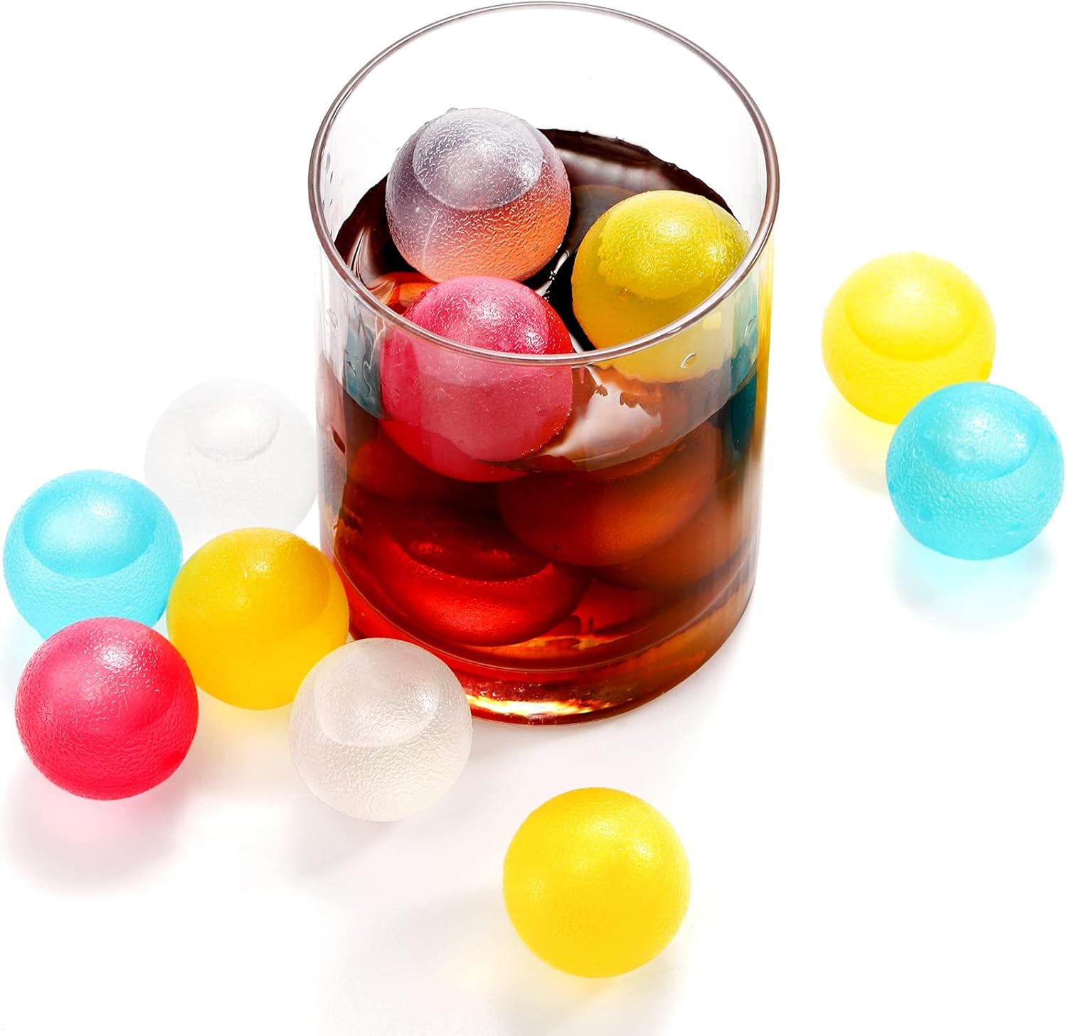 200 Pack Reusable Ice Cubes for Drinks, Colored Plastic, round for Cocktails, Wi