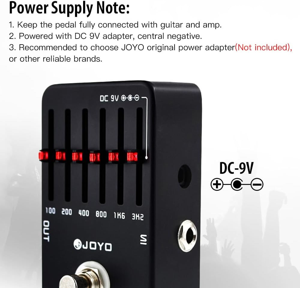 6-Band EQ Pedal Electric Guitar Equalizer (100Hz 200Hz 400Hz 800Hz 1.6Khz 3.2Khz