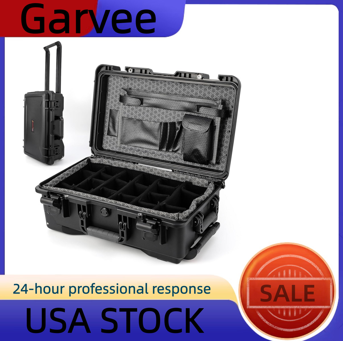 ⚡Heavy-Duty Waterproof Camera Case with Wheels – Impact Resistant, Dustproof Dry