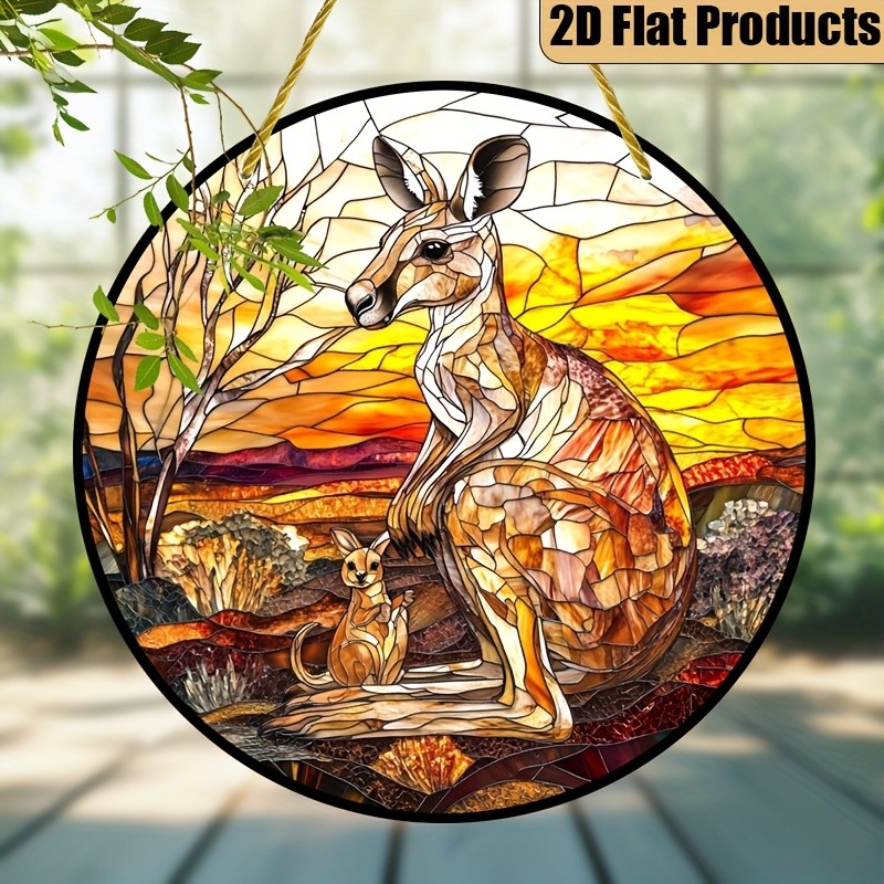 Kangaroo & Joey Acrylic Suncatcher Australian Wildlife Themed Hanging Decoration