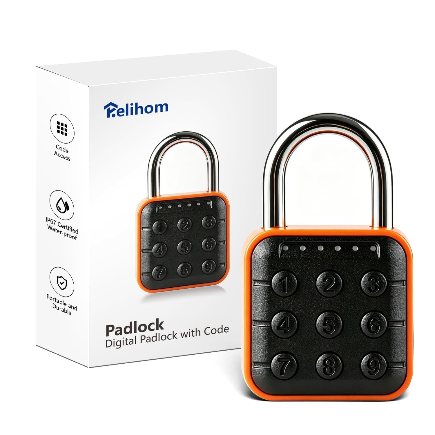 Relihom Gym Locker Lock, IP67 Waterproof Combination Lock for Locker, Orange