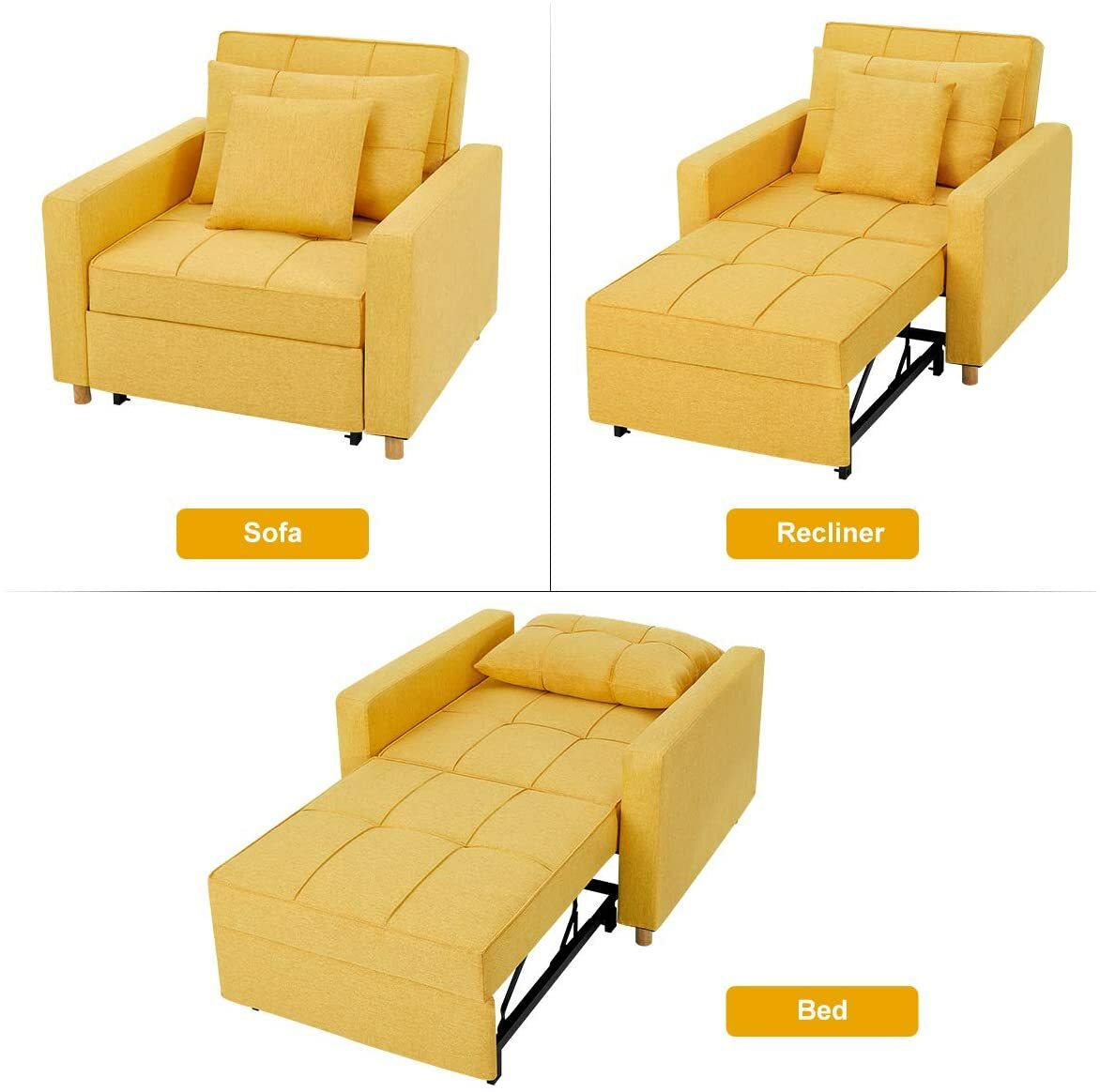 Esright Convertible Sofa Bed 3-in-1 Arm Chair Folding Recliner Sleeper 5 Color