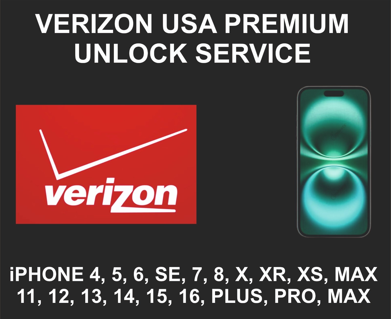 Verizon USA, iPhone All Models, Factory Unlock, Premium