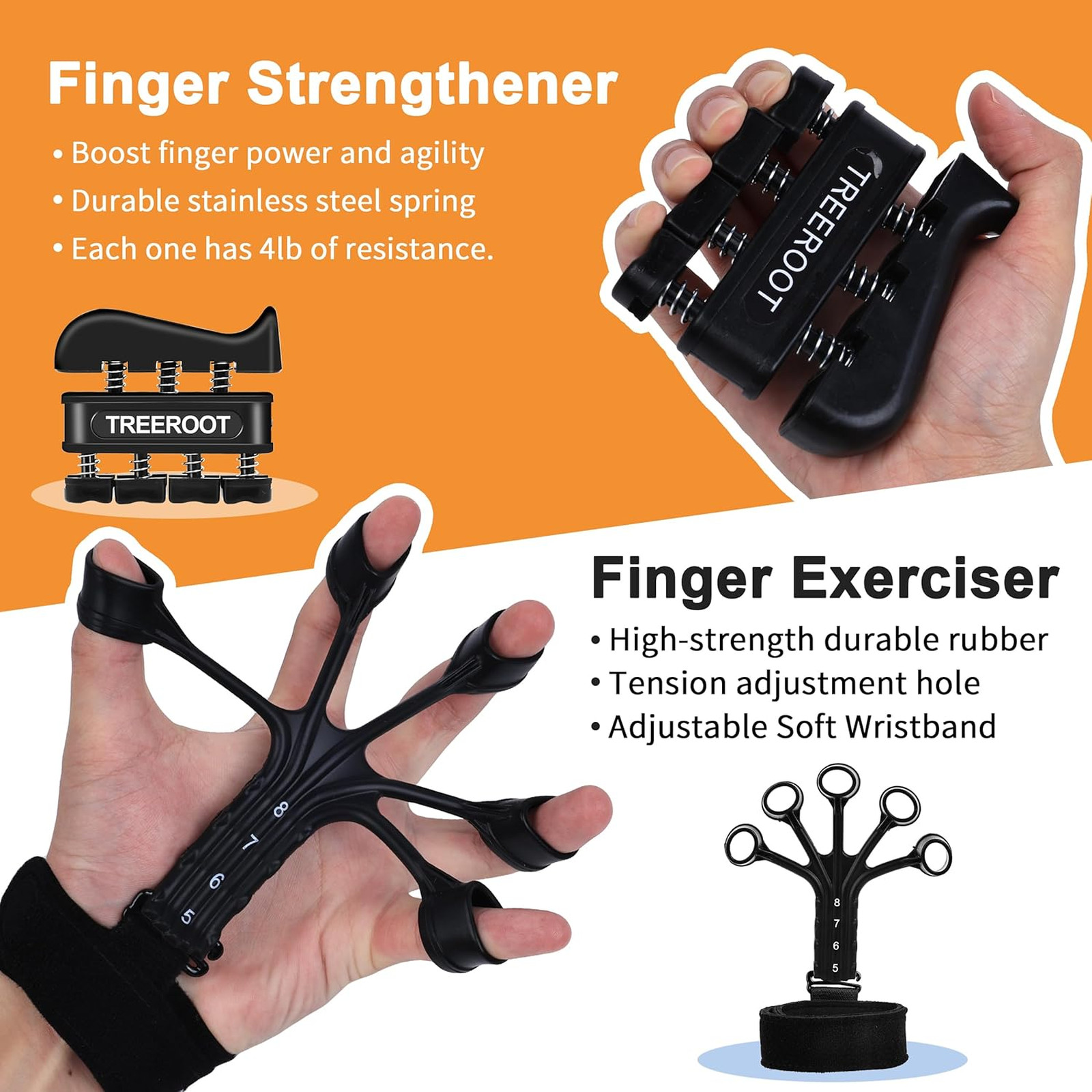 Grip Strength Trainer Kit 5 Pieces Hand Exerciser Forearm Wrist Finger Grip Ring