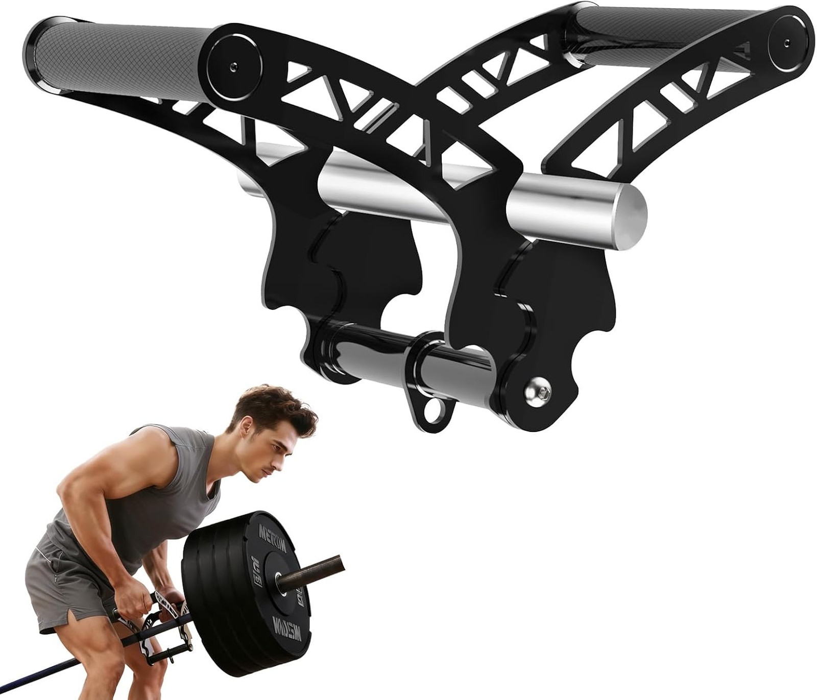 Adjustable Width T Bar Row Handle Landmine Attachment for Barbell, Exercise
