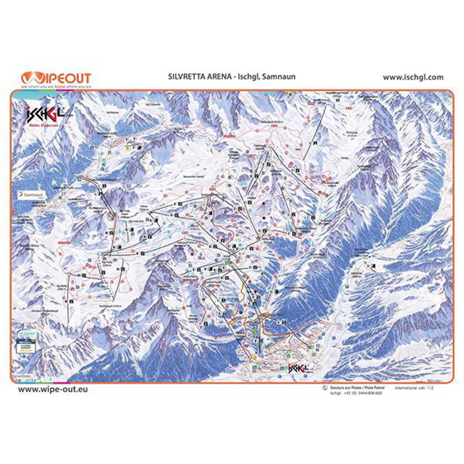 Wipeout Ischgl Piste Map Microfibre Goggle Cloth and Resort Map