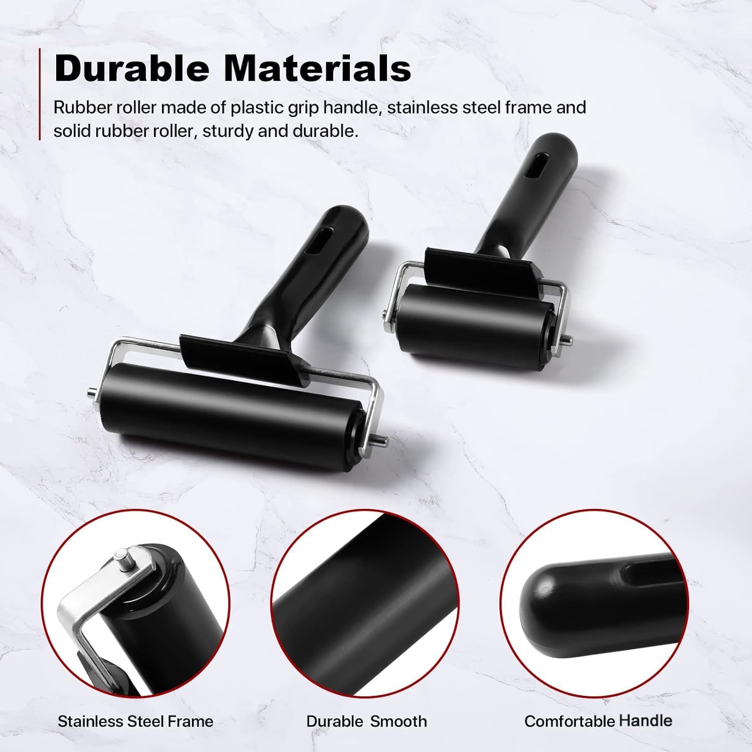 3 Pack Brayer Rollers for Crafting Vinyl Rubber Roller Brayers | Printmaking ...