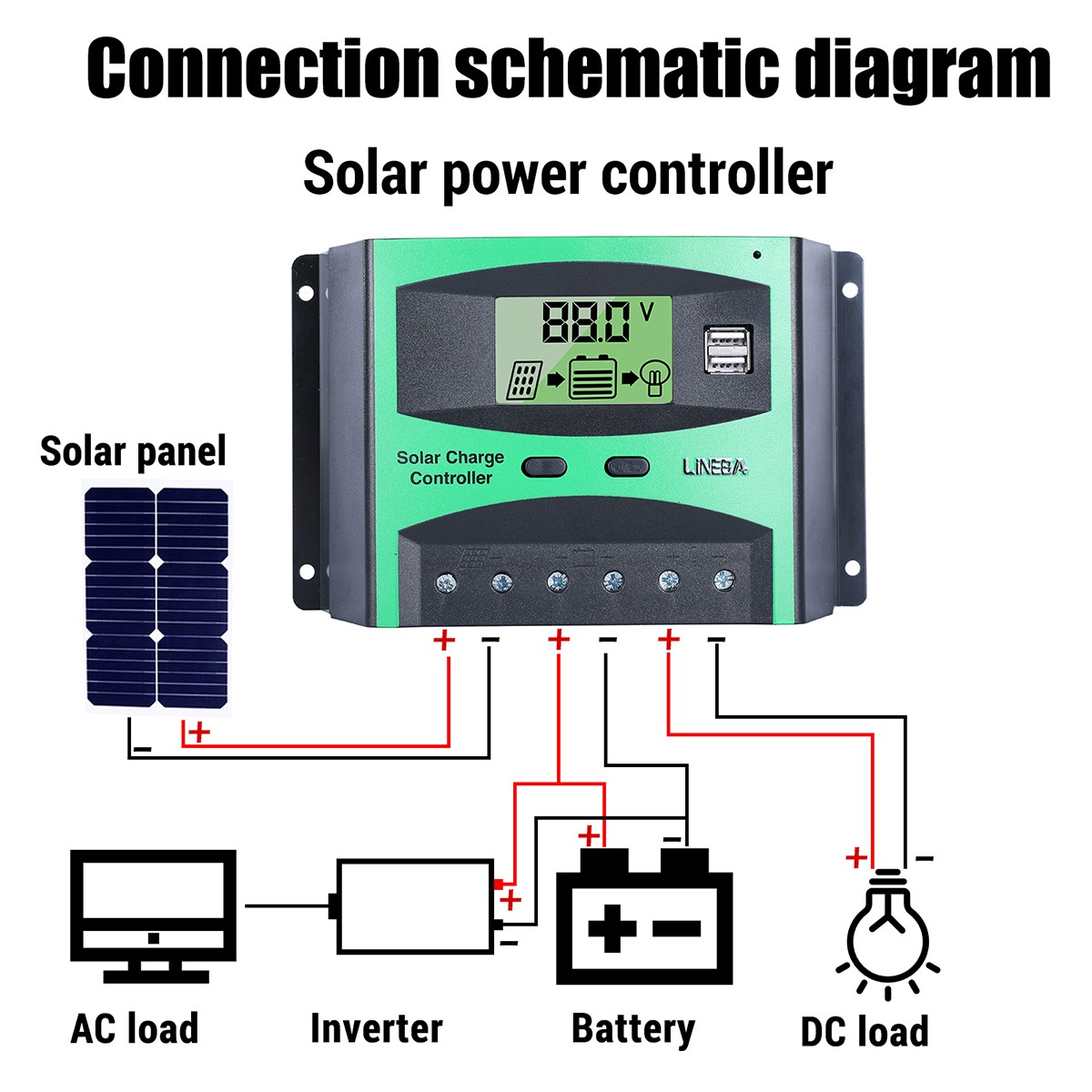 100A PWM Solar Panel Regulator Charge Controller Auto Focus Tracking 12V/24V/48V