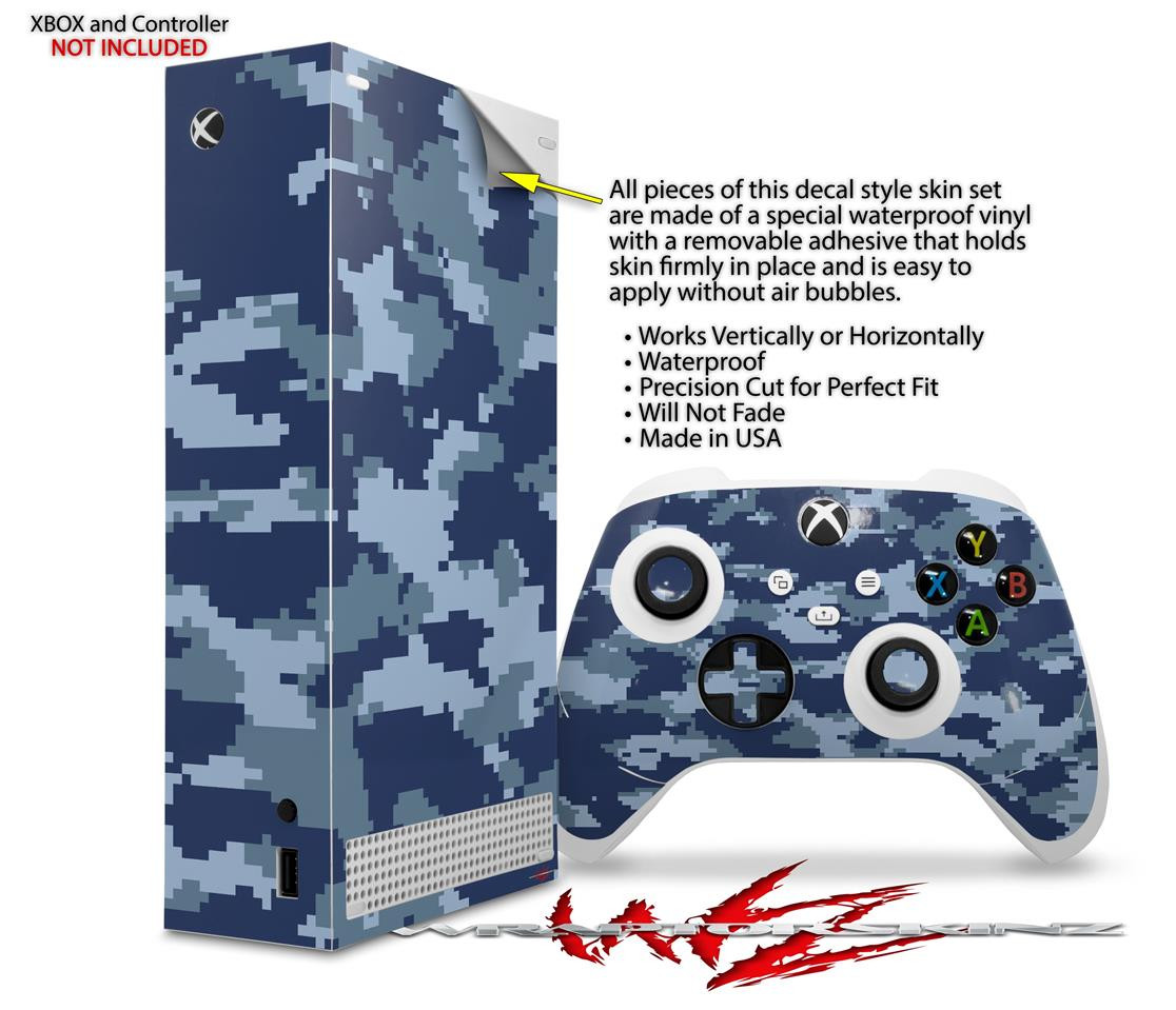 Skin Wrap for XBOX Series S Console Controller Digital Camo Navy