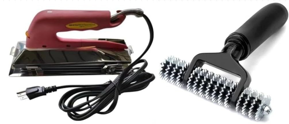 ZY477 10in. 800-Watt Carpet Seaming Iron and Seaming Roller Spiked Star Groom...