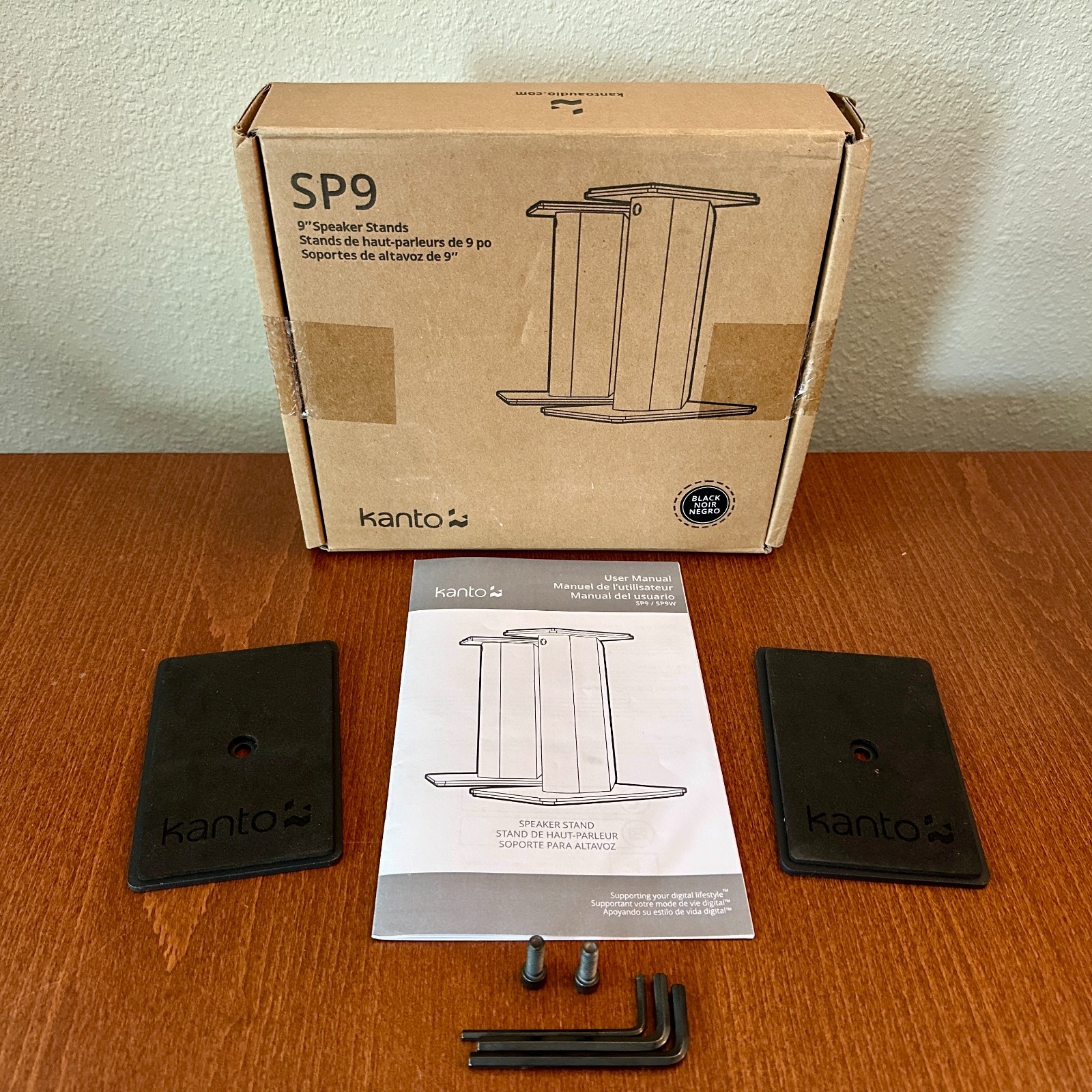 Kanto SP9 - 9" Desktop Speaker Stands (Pair), Easy Cable Management - Black