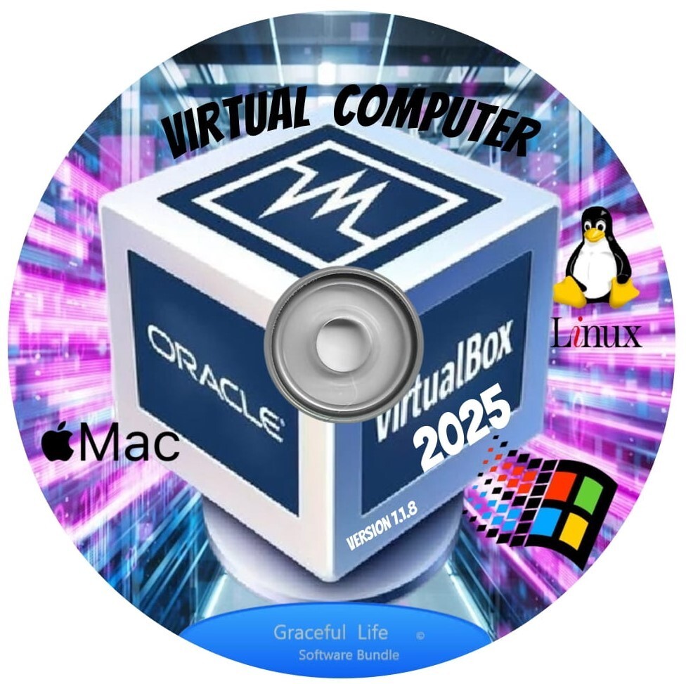 Virtual Box 2025 V7.1.8  Visualization System ~ Multiple OS Windows Mac Linux CD