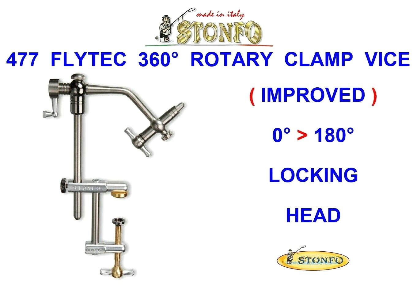 2026 STONFO S-477 FLYTEC 360° ROTARY C CLAMP VICE FLY TYING TROUT DRY WET FLIES
