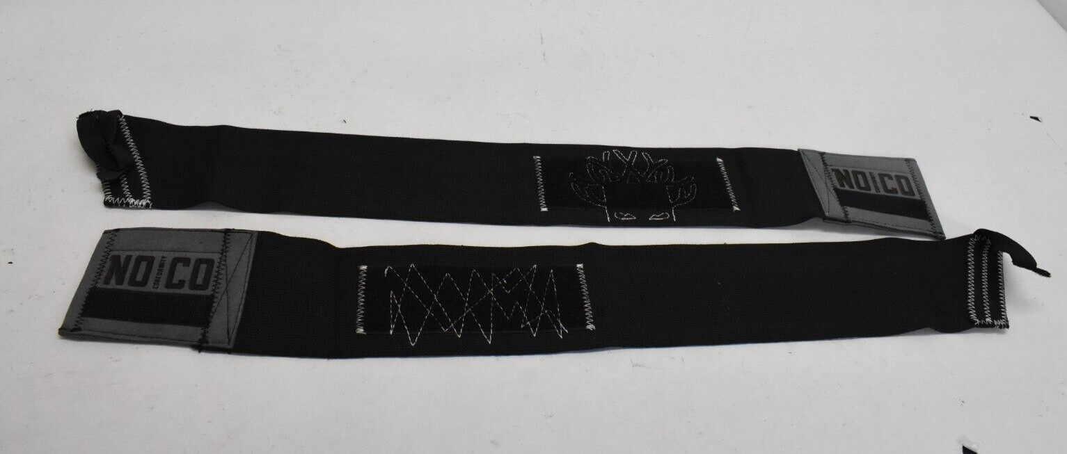 NOCO Conformity Wrist Wraps Black Dark Grey Hook & Loop Stretch Material
